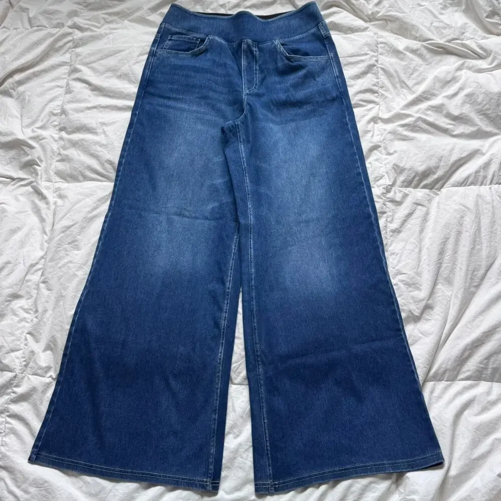 Halara M 8/10 high rise Wide leg flex denim jeans stretch casual minimal preppy - Picture 4 of 8